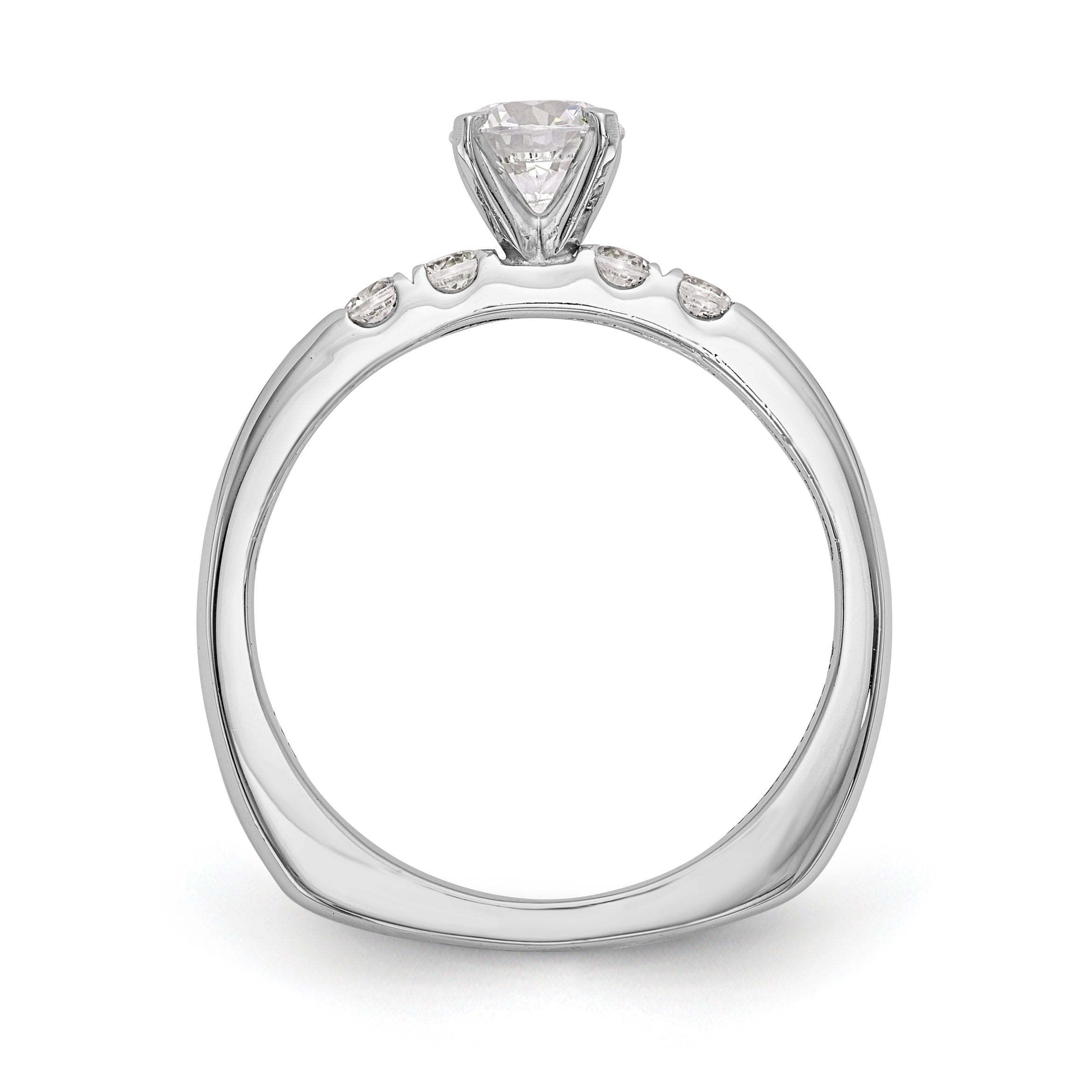 14K White Gold Diamond Peg Set Engagement Ring