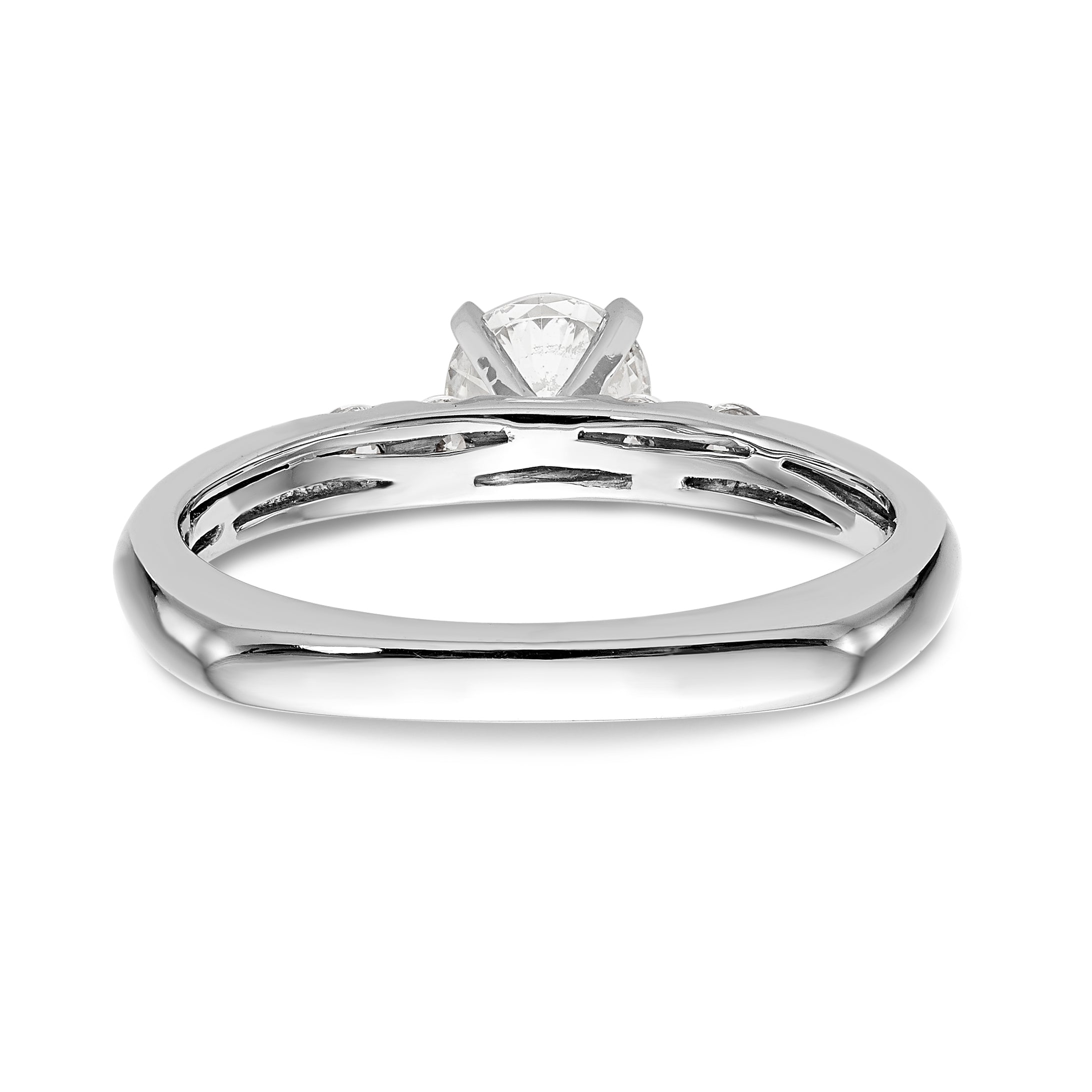 14K White Gold Diamond Peg Set Engagement Ring