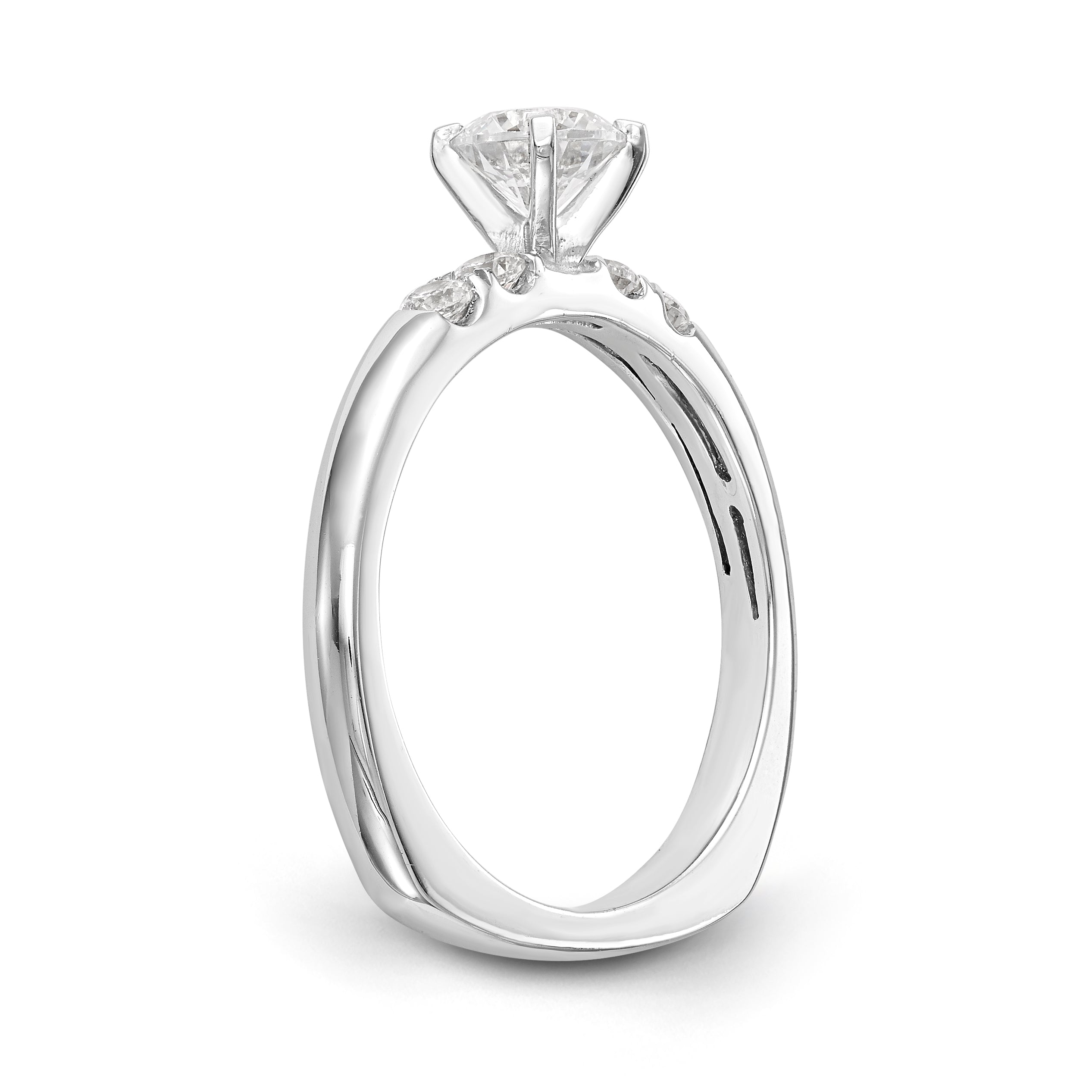 14K White Gold Diamond Peg Set Engagement Ring
