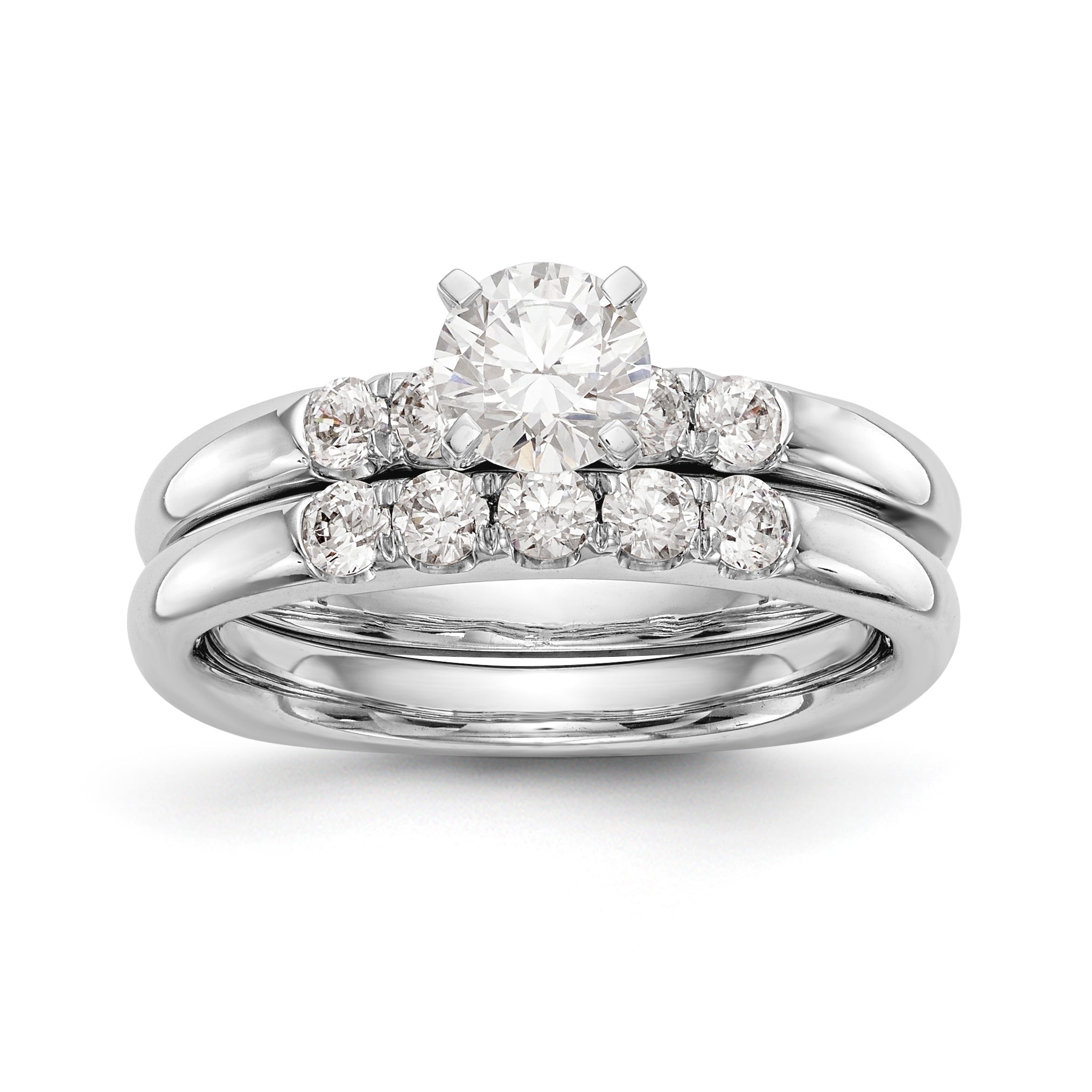 14K White Gold Diamond Peg Set Engagement Ring