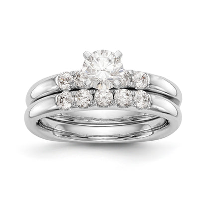 14K White Gold Diamond Peg Set Engagement Ring