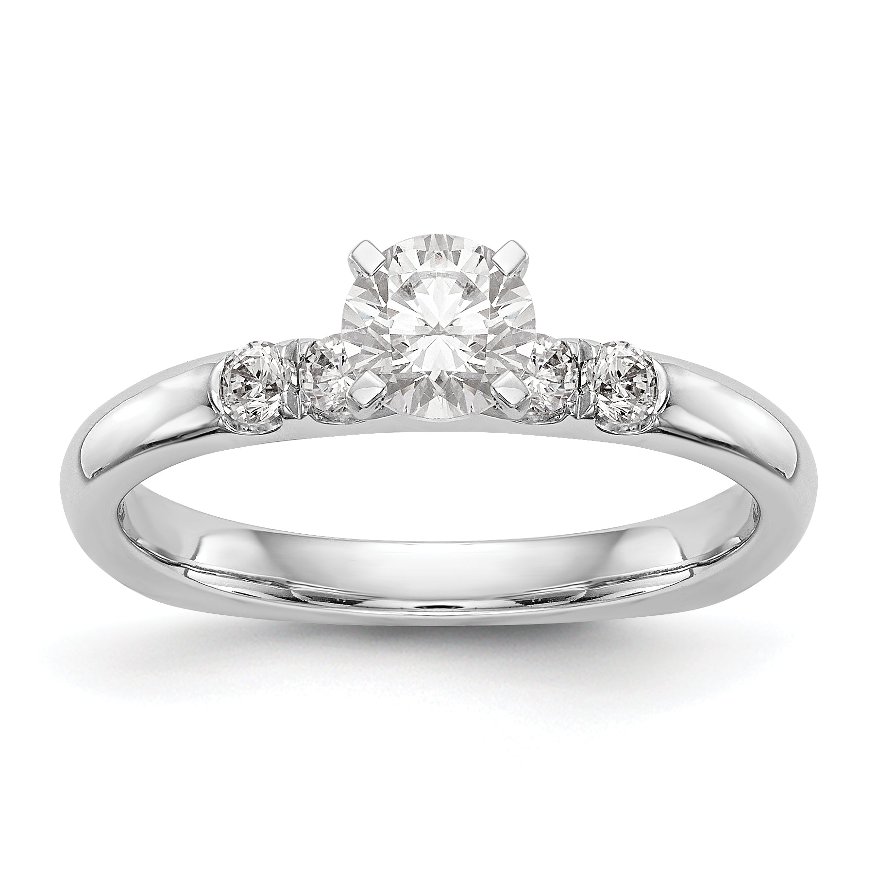 14K White Gold Diamond Peg Set Engagement Ring