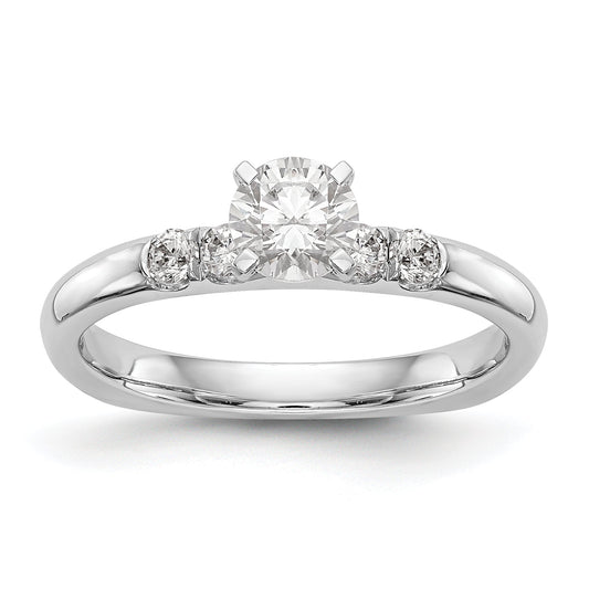 14K White Gold Diamond Peg Set Engagement Ring