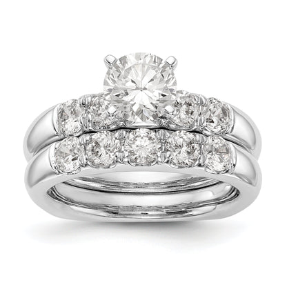 14K White Gold Diamond Peg Set Engagement Ring