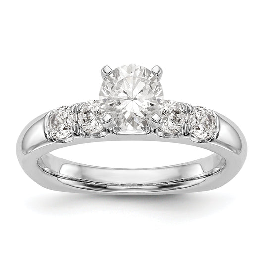 14K White Gold Diamond Peg Set Engagement Ring