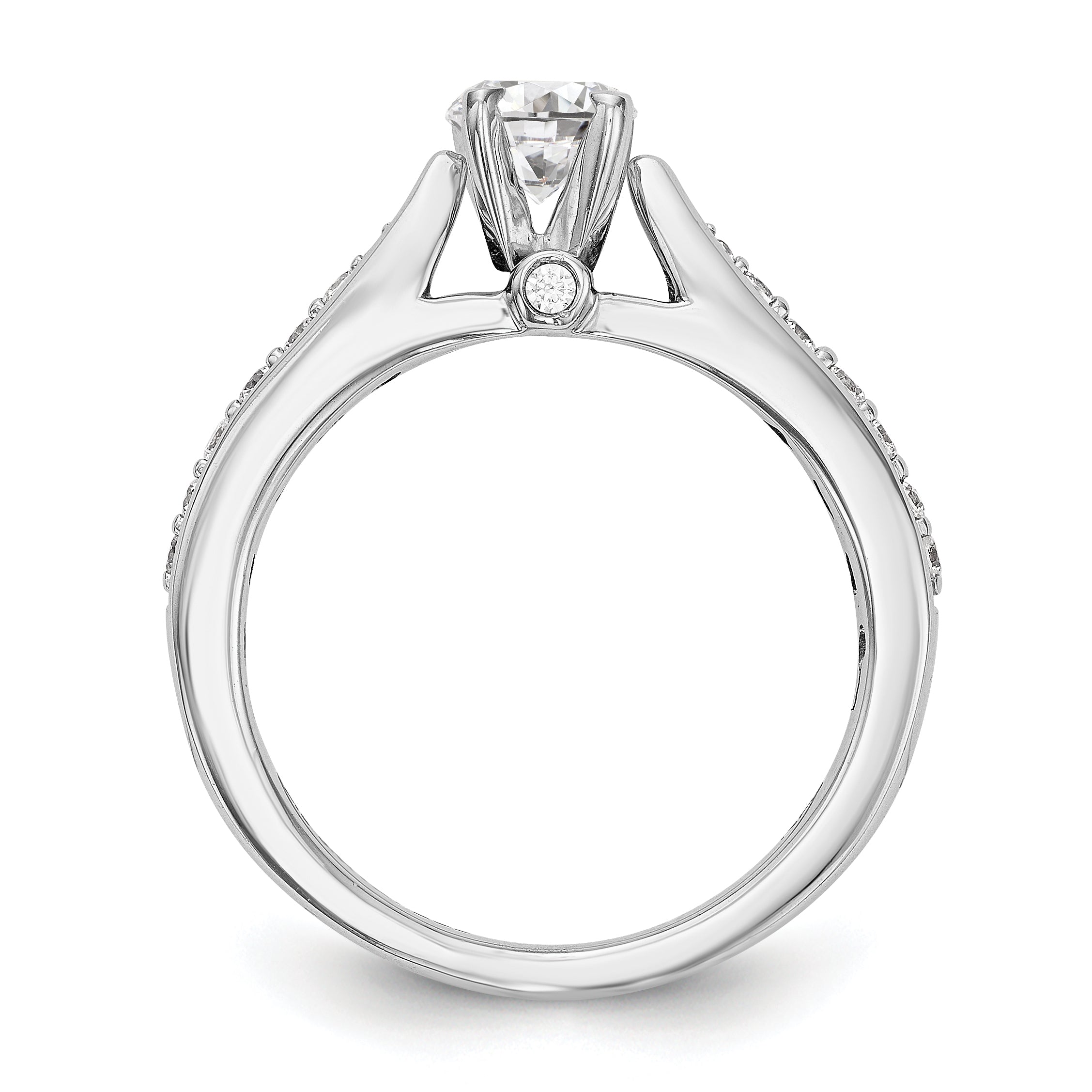 14K White Gold Diamond Peg Set CZ Engagement Ring