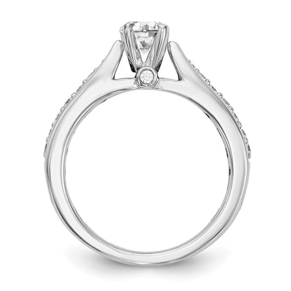 14K White Gold Diamond Peg Set CZ Engagement Ring