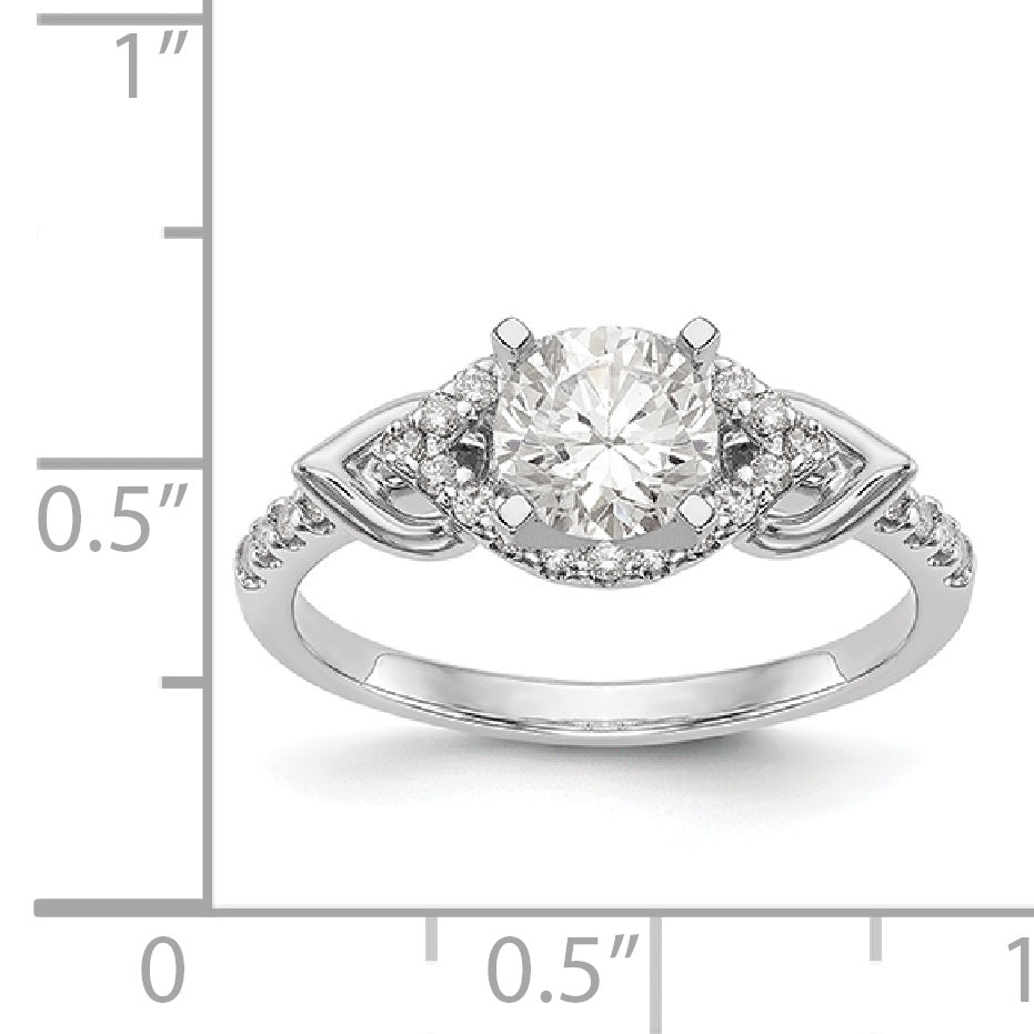 14K White Gold Diamond Peg Set Engagement Ring