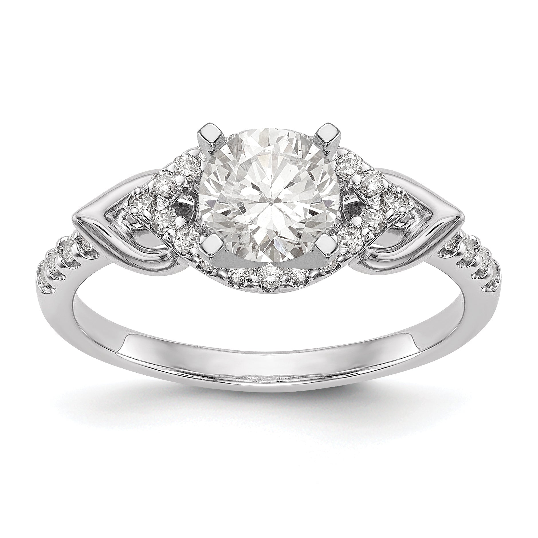 14K White Gold Diamond Peg Set Engagement Ring