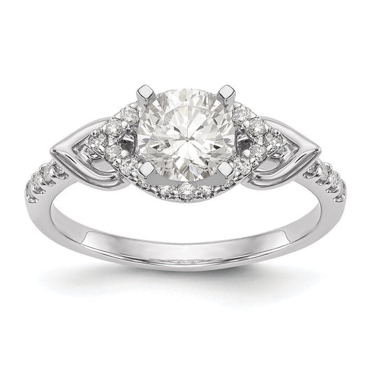 14K White Gold Diamond Peg Set Engagement Ring