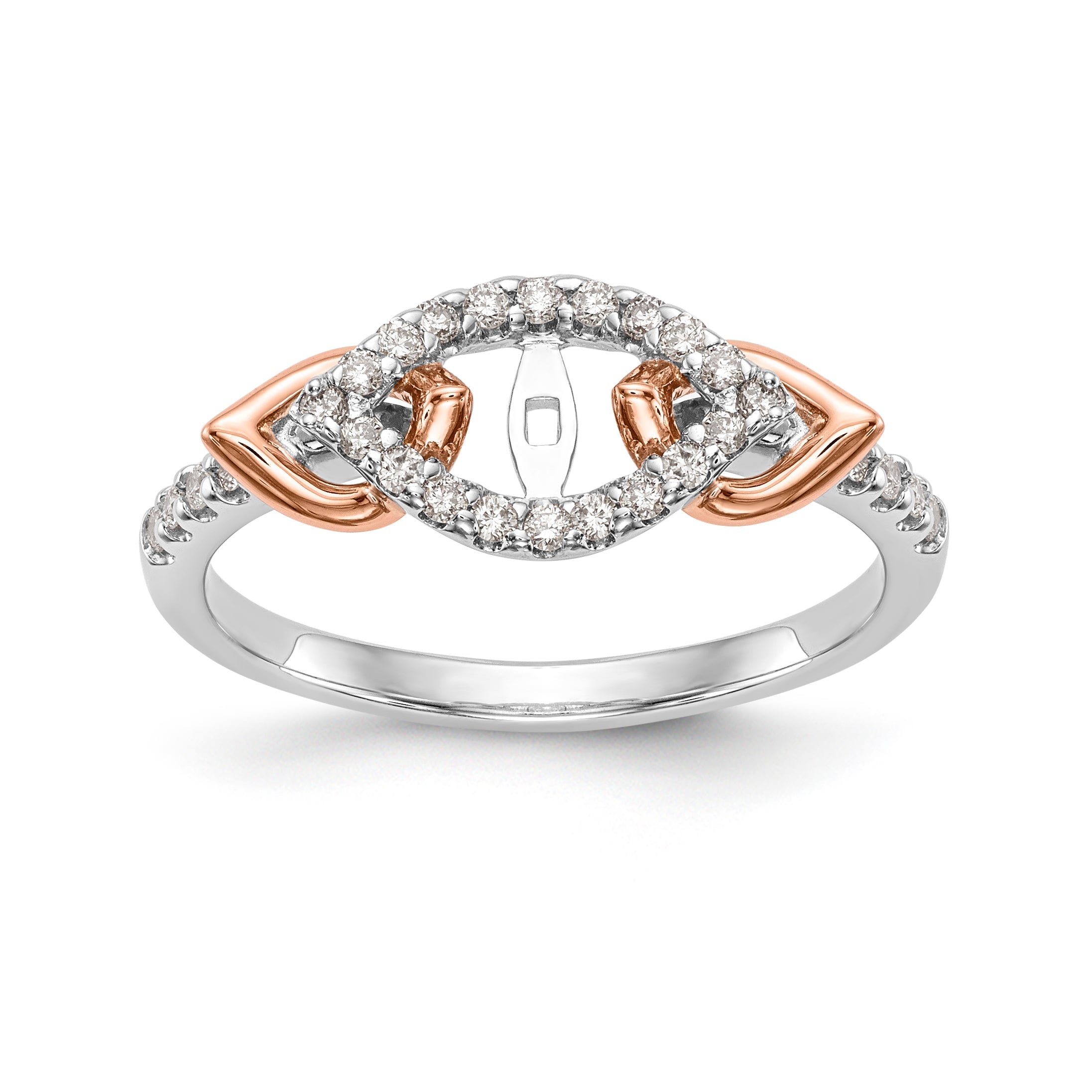 14K White Gold Diamond Peg Set Engagement Ring