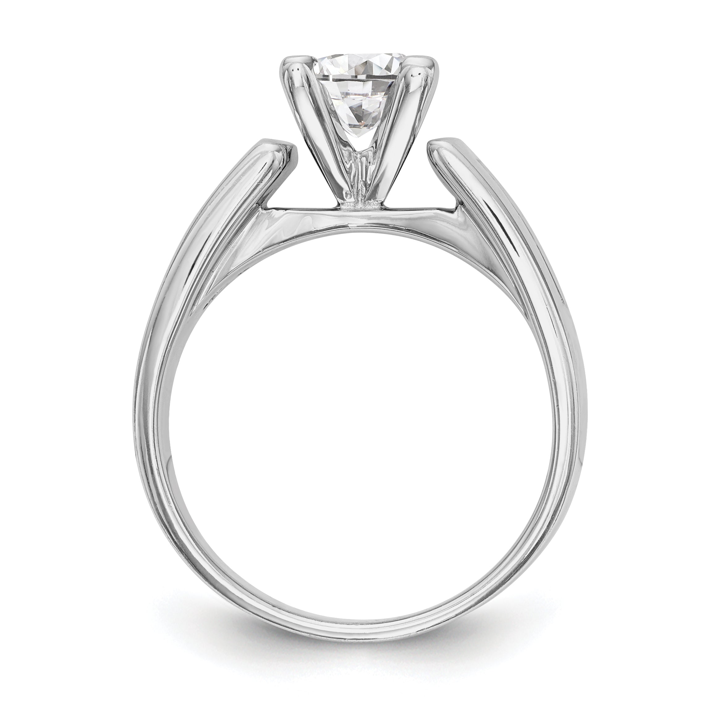 14K White Gold Diamond Peg Set CZ Engagement Ring