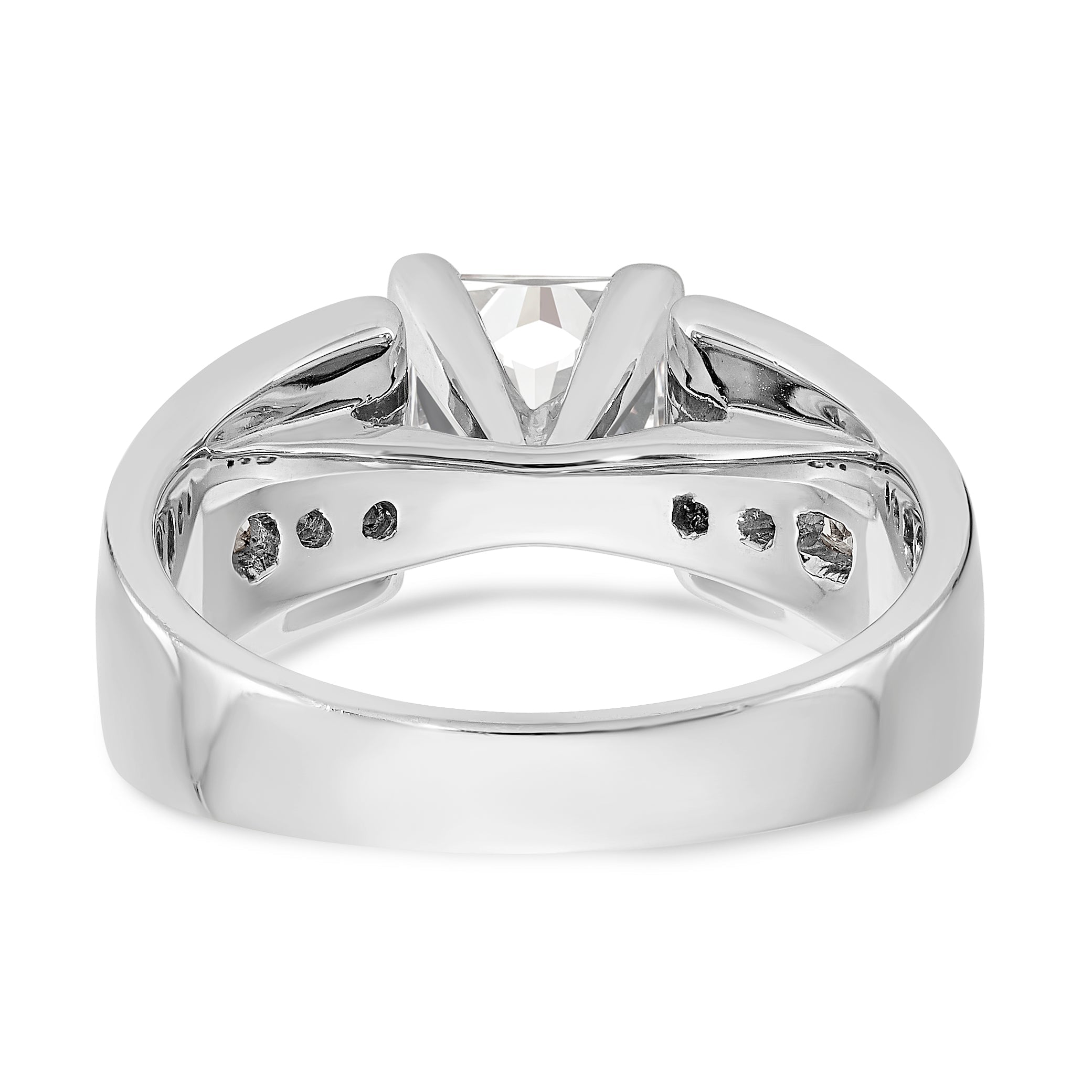 14K White Gold Diamond Peg Set CZ Engagement Ring