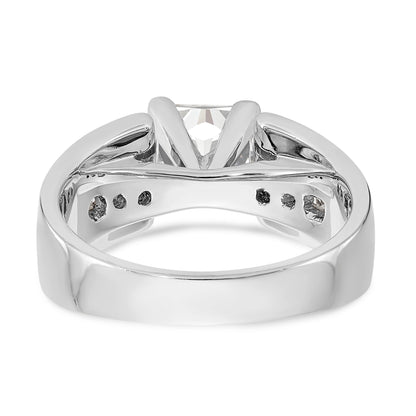 14K White Gold Diamond Peg Set CZ Engagement Ring