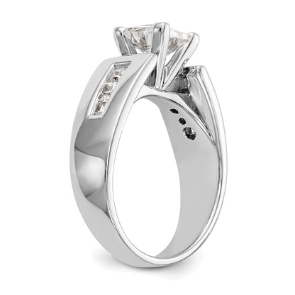 14K White Gold Diamond Peg Set CZ Engagement Ring