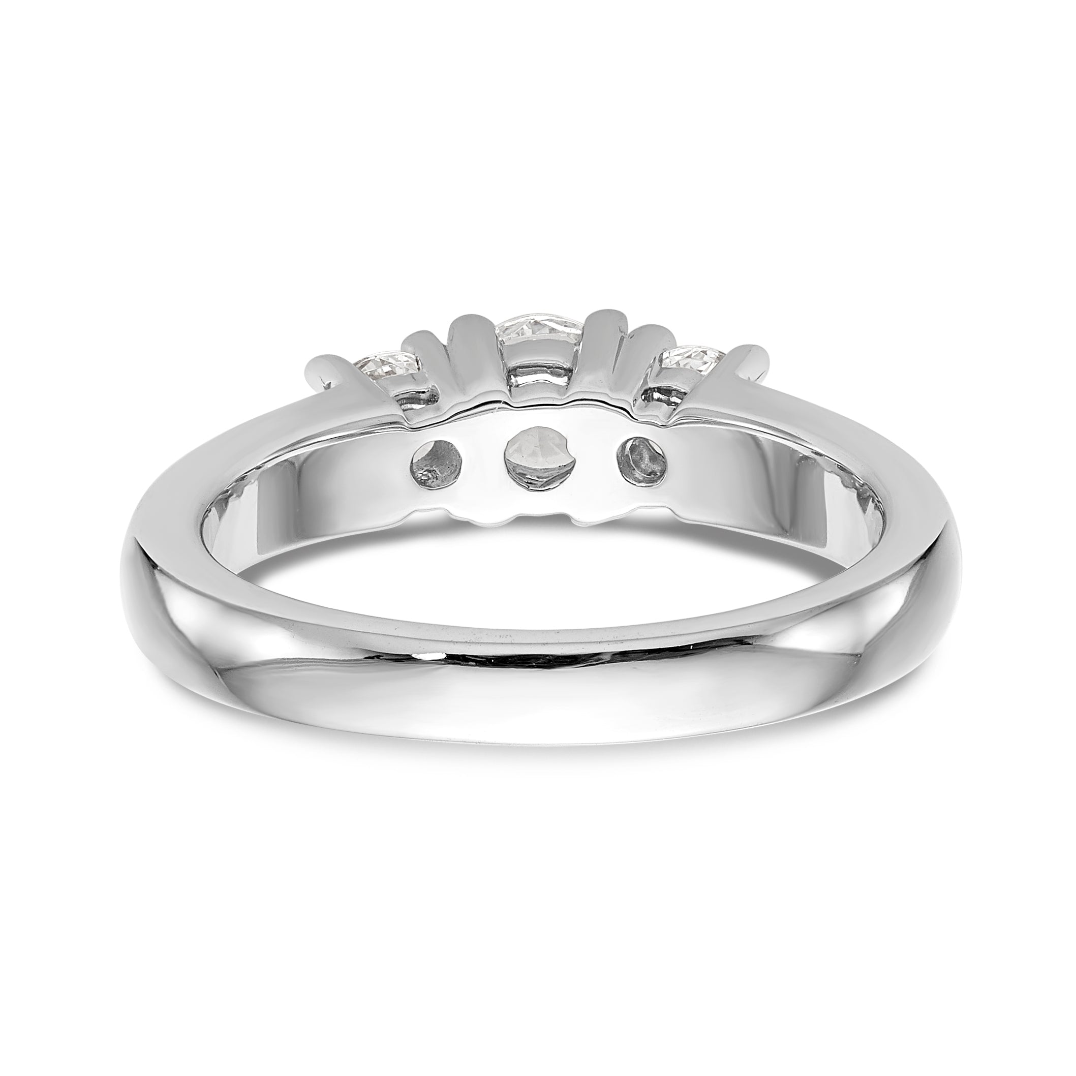 14K White Gold 3 Stone Simulated Diamond Engagement Ring