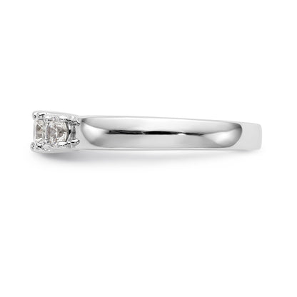 14K White Gold 3 Stone Simulated Diamond Engagement Ring