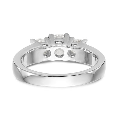14K White Gold 3 Stone Simulated Diamond Engagement Ring