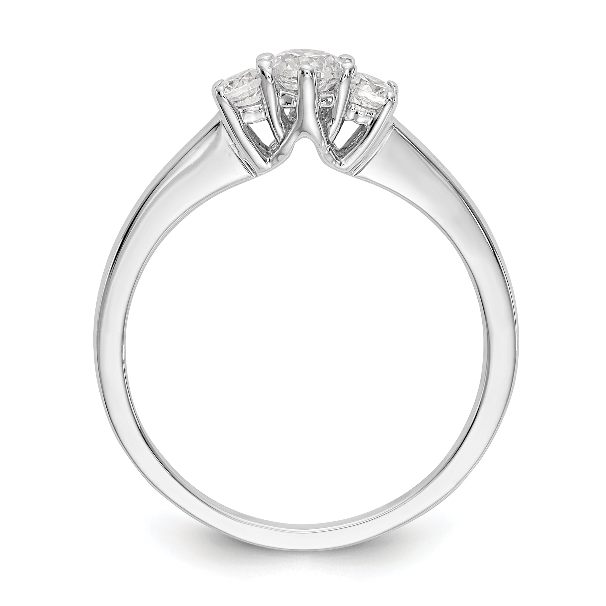 14K White Gold 3 Stone Simulated Diamond Engagement Ring