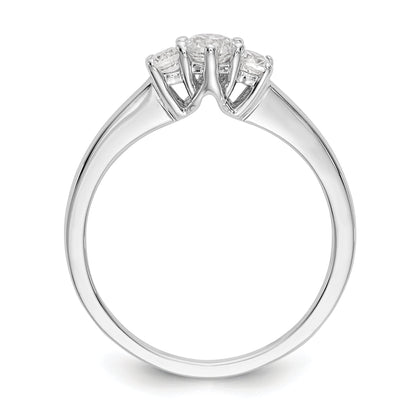 14K White Gold 3 Stone Simulated Diamond Engagement Ring