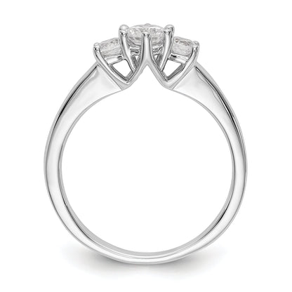 14K White Gold 3 Stone Simulated Diamond Engagement Ring