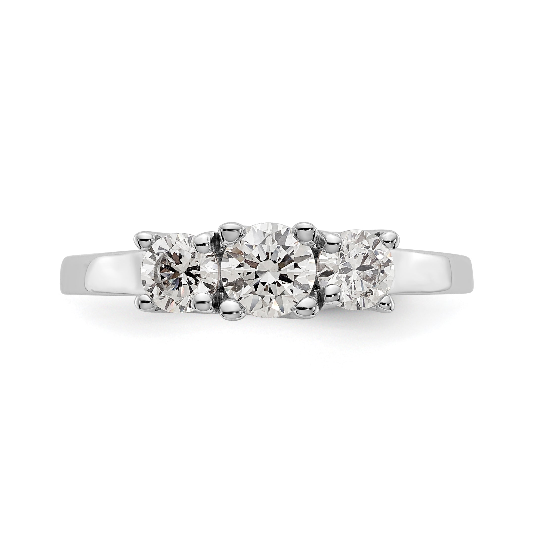 14K White Gold 3 Stone Simulated Diamond Engagement Ring