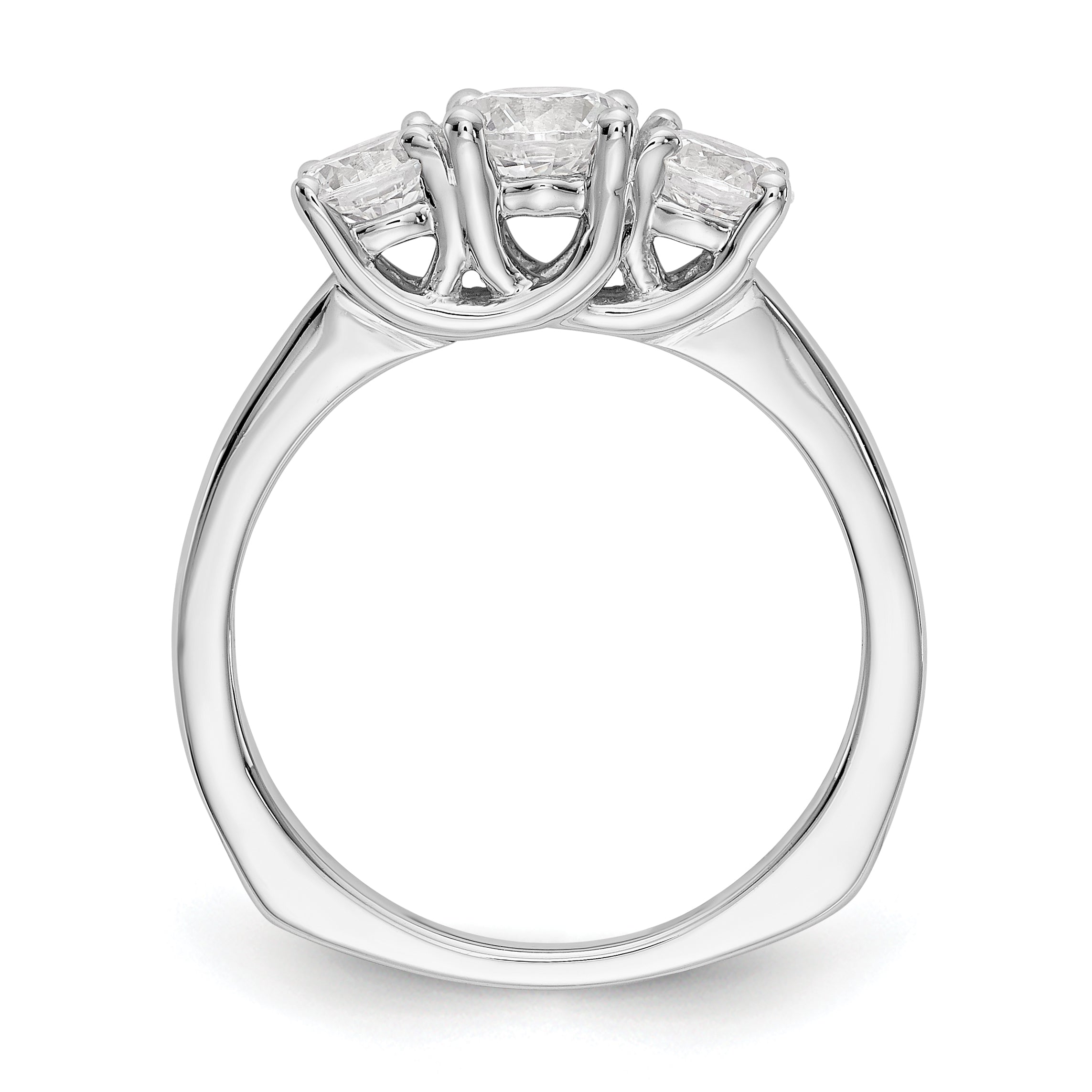 14K White Gold 3 Stone Simulated Diamond Engagement Ring
