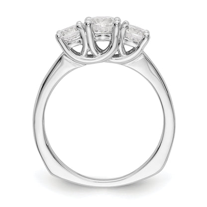 14K White Gold 3 Stone Simulated Diamond Engagement Ring