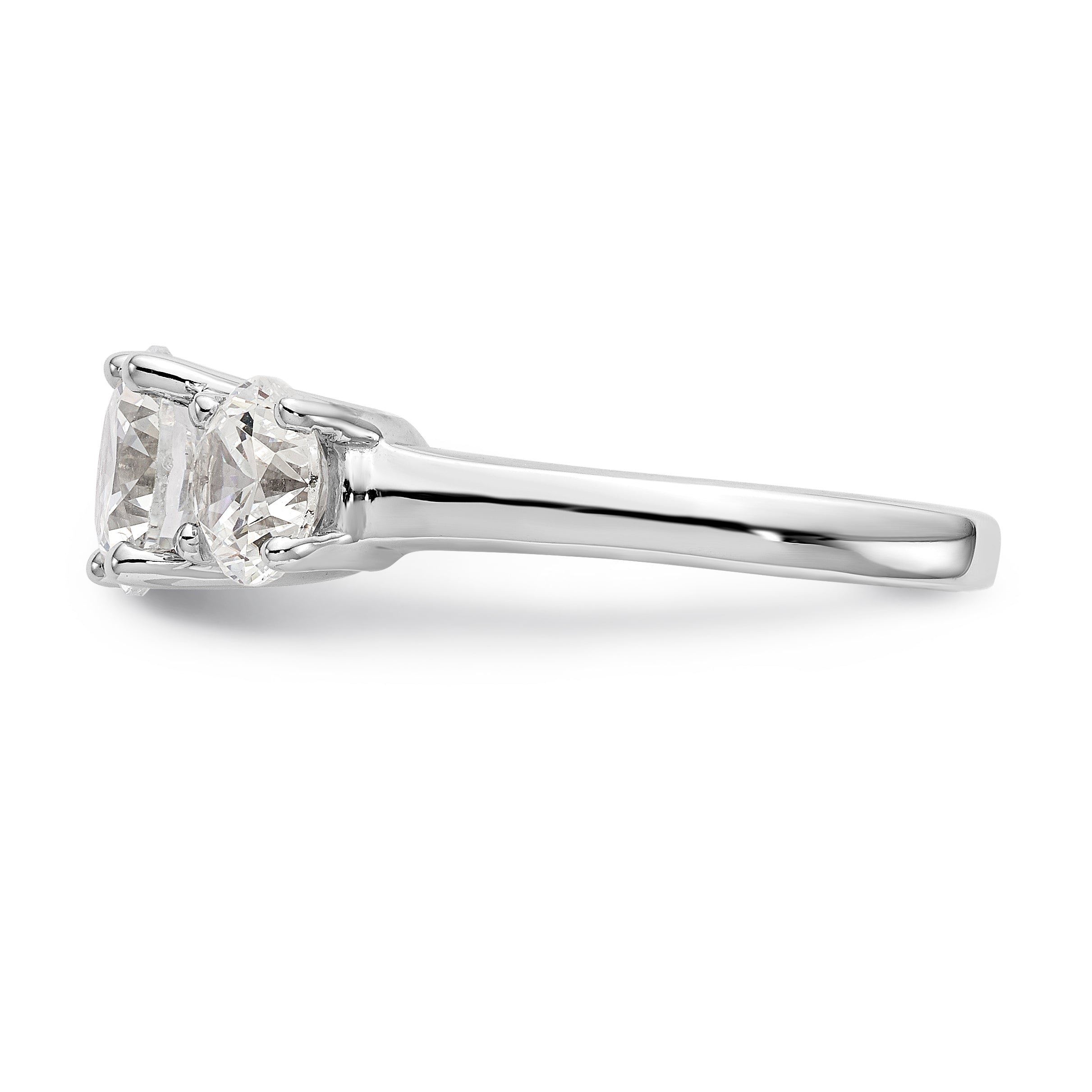 14K White Gold 3 Stone Simulated Diamond Engagement Ring