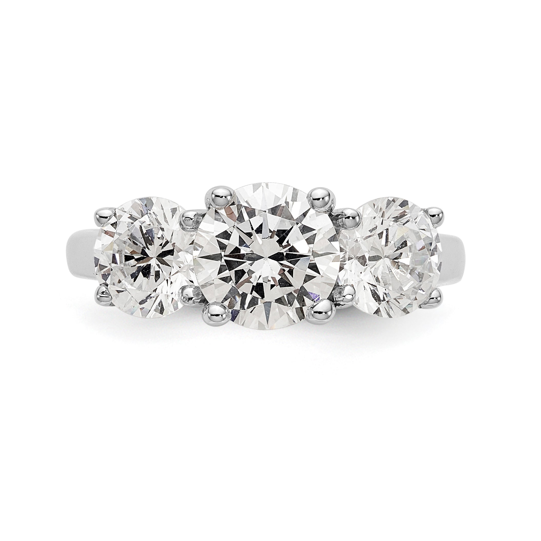 14K White Gold 3 Stone Simulated Diamond Engagement Ring
