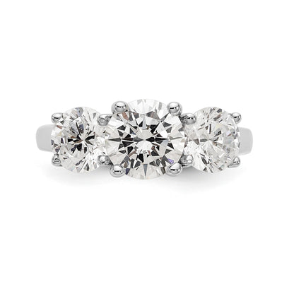 14K White Gold 3 Stone Simulated Diamond Engagement Ring