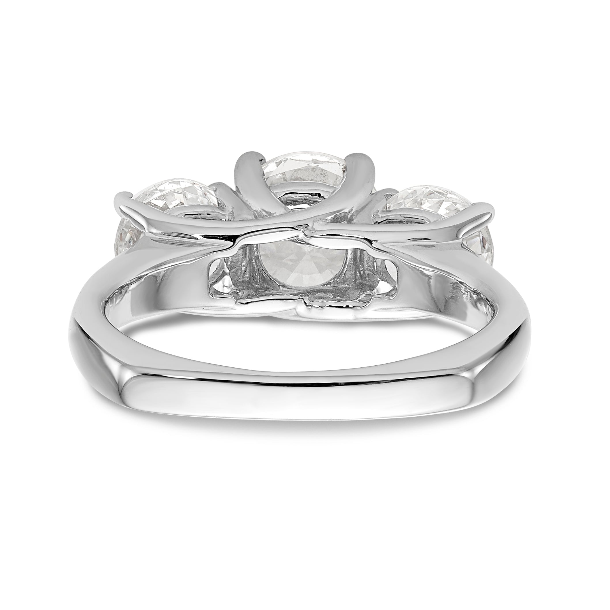 14K White Gold 3 Stone Simulated Diamond Engagement Ring