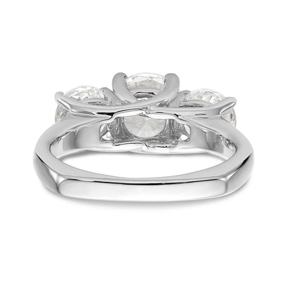 14K White Gold 3 Stone Simulated Diamond Engagement Ring