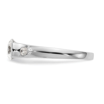 14K White Gold 3 Stone Bezel Simulated Diamond Engagement Ring