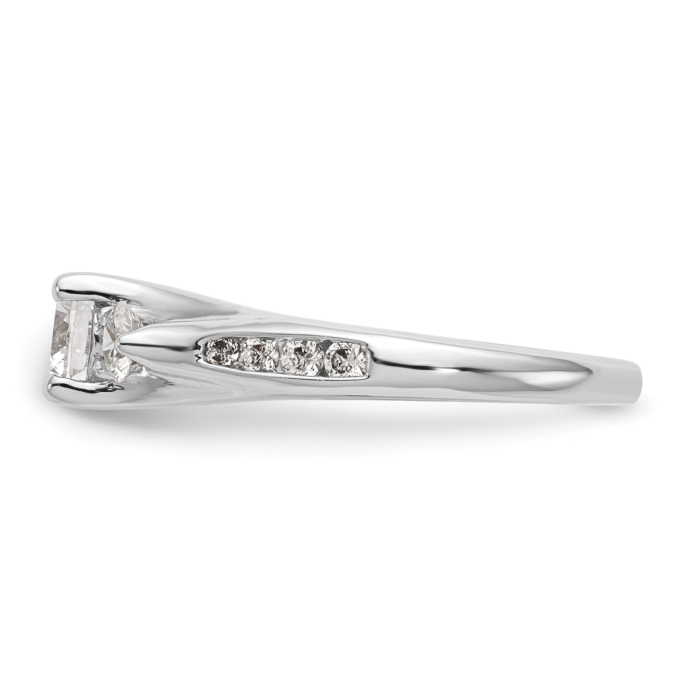 14K White Gold 3 Stone Simulated Diamond Engagement Ring