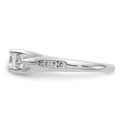 14K White Gold 3 Stone Simulated Diamond Engagement Ring