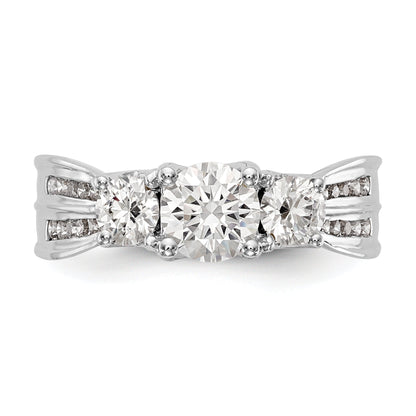 14K White Gold 3 Stone Simulated Diamond Engagement Ring