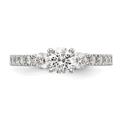 14K White Gold 3 Stone Simulated Diamond Engagement Ring