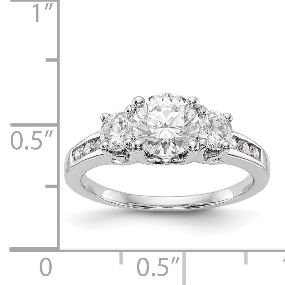 14K White Gold 3 Stone Simulated Diamond Engagement Ring