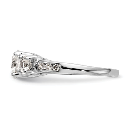 14K White Gold 3 Stone Simulated Diamond Engagement Ring