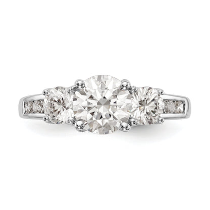 14K White Gold 3 Stone Simulated Diamond Engagement Ring