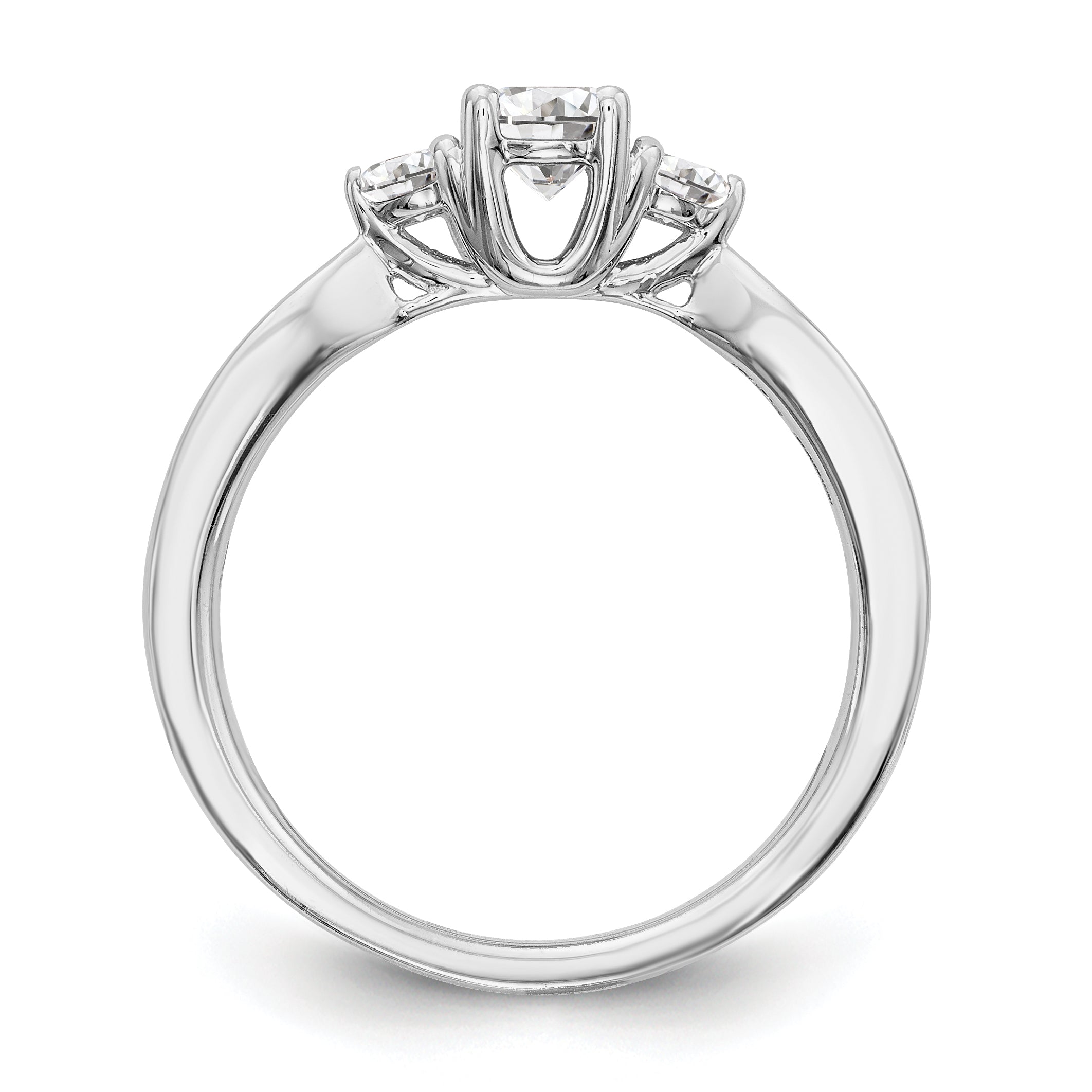 14K White Gold 3 Stone Simulated Diamond Engagement Ring