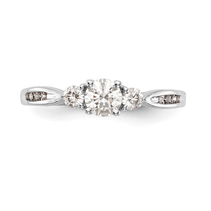 14K White Gold 3 Stone Simulated Diamond Engagement Ring