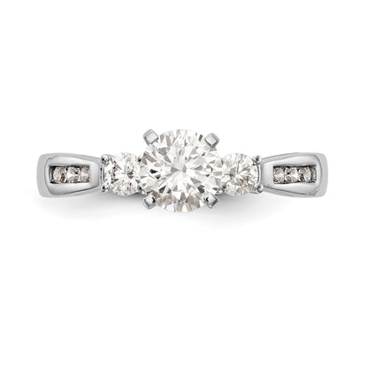 14K White Gold Peg Set 3 Stone Simulated Diamond Engagement Ring