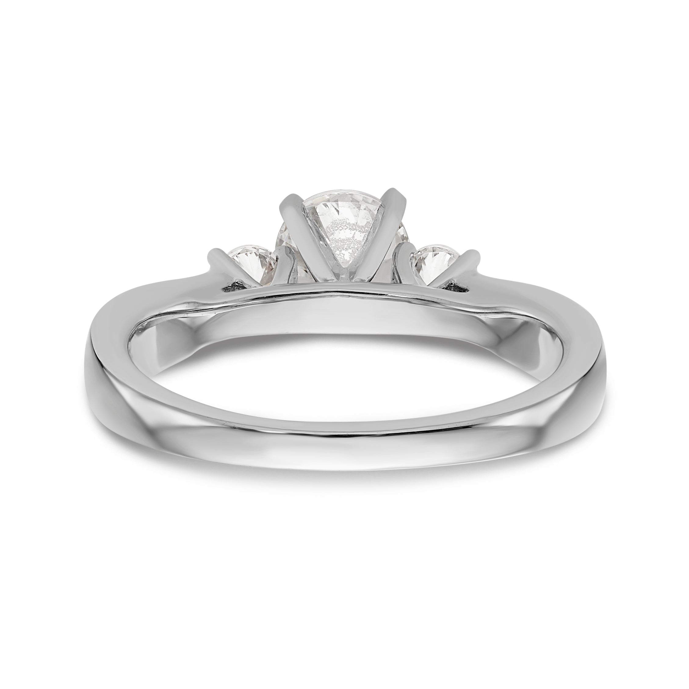14K White Gold Peg Set 3 Stone Simulated Diamond Engagement Ring