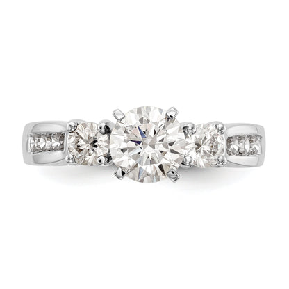 14K White Gold 3 Stone Simulated Diamond Engagement Ring