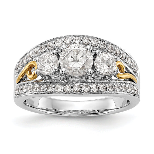 14K White Gold 3 Stone Simulated Diamond Engagement Ring