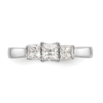 14K White Gold 3 Stone Simulated Diamond Engagement Ring