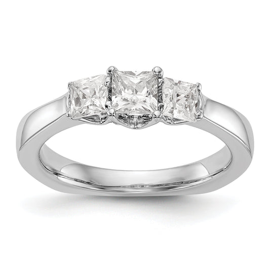 14K White Gold 3 Stone Simulated Diamond Engagement Ring