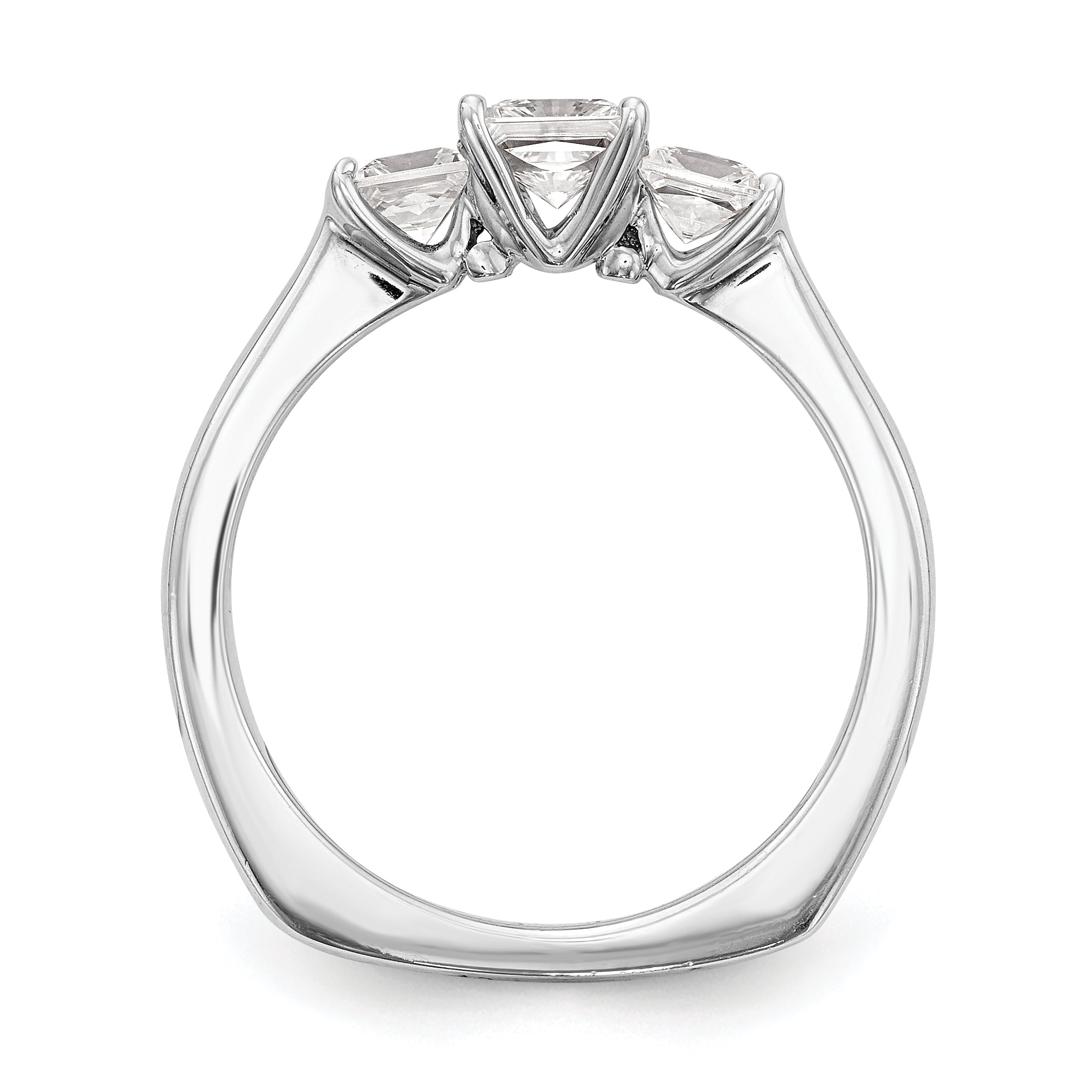 14K White Gold 3 Stone Simulated Diamond Engagement Ring